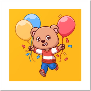 Birthday Bear Cute Cartoon Posters and Art